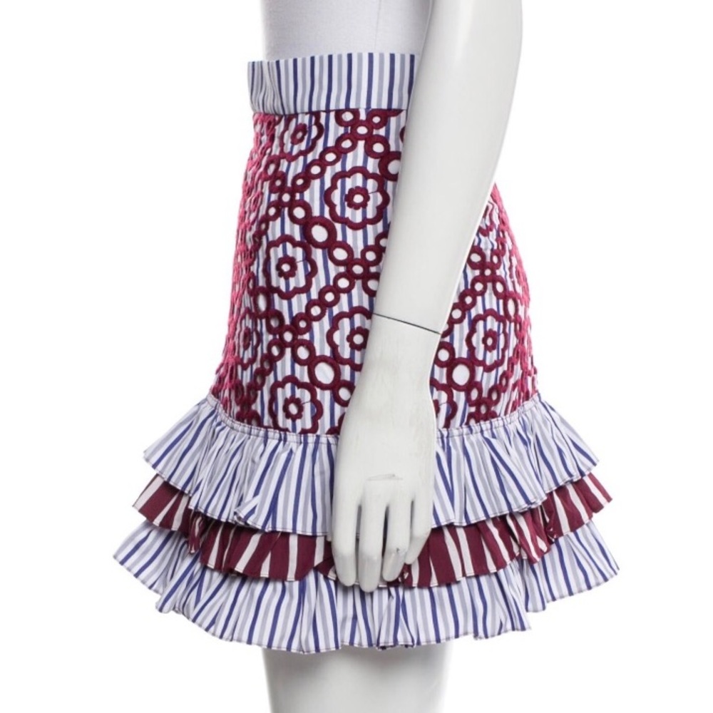 Sadro blue & red ruffled skirt SZ 0❤️